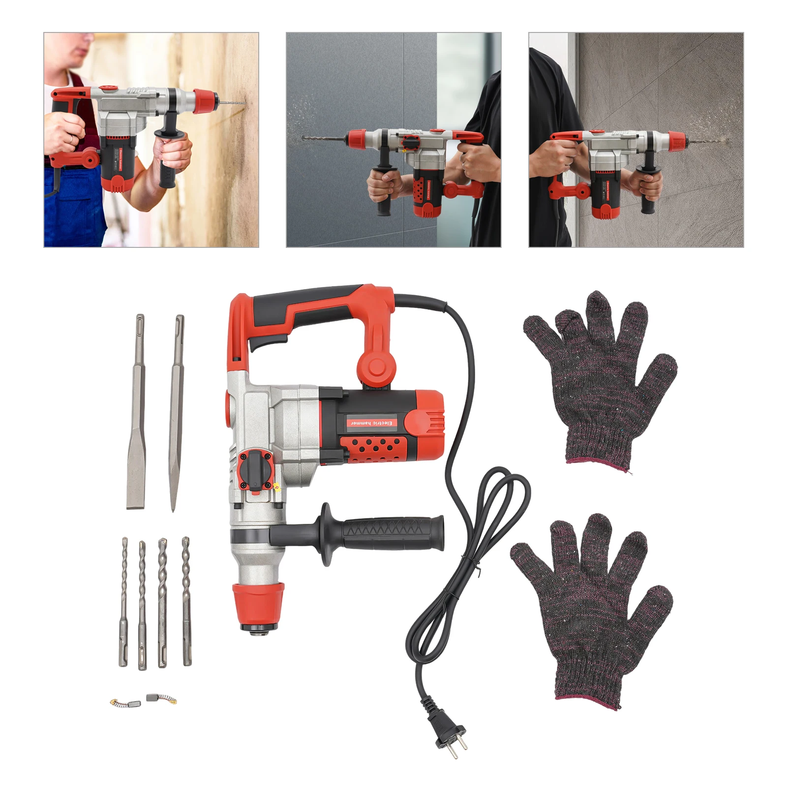 CNCEST 2200W Electric Hammer Impact Drilling Box SDS+Electric Hammer Pole Hammer for Drilling, Slotting, & Breaking Wall& Floor