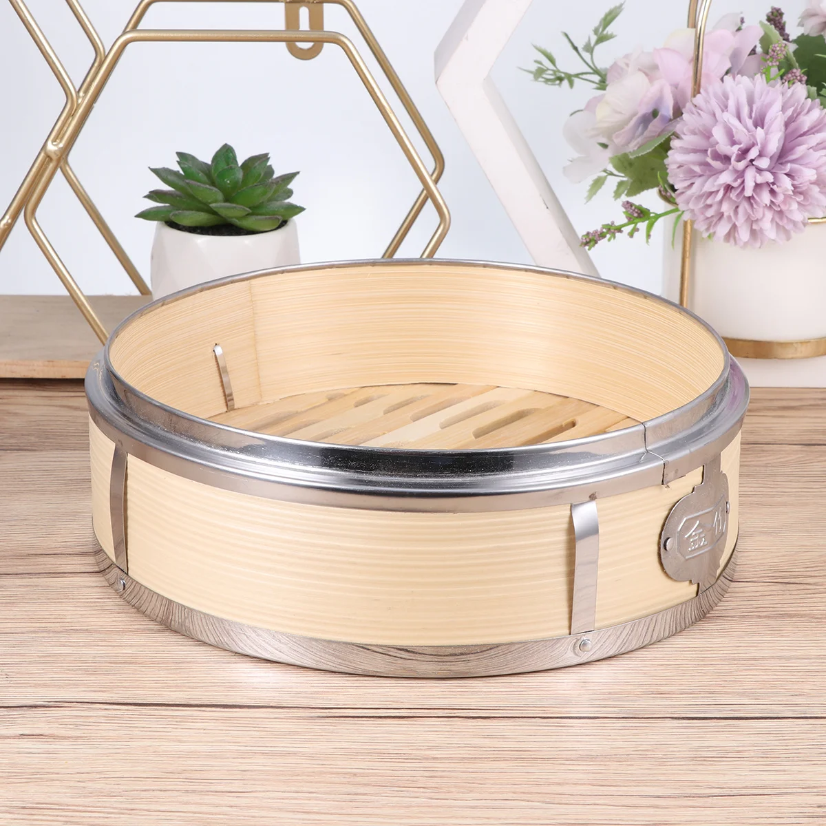 

1Pcs Bamboo Steamer Basket Stainless Steel Reinforced Steaming Cage for Dumplings Buns Kitchen Food Steamer 22cm