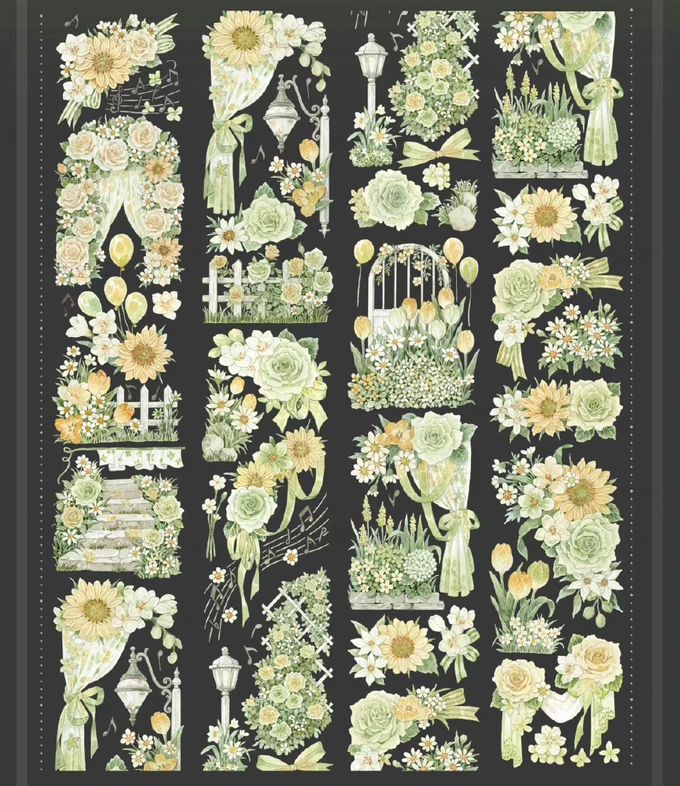 多くのデザイン - 1 ループ ブルー スズラン アジサイ ロータス フローラル ペット 和紙テープ シェル ライト ラスター