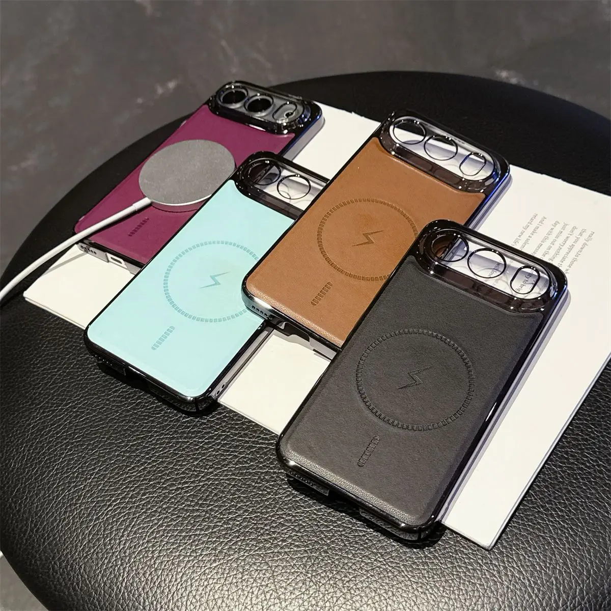 

Electroplated Magnetic Ring Case for Honor 500 500Pro, Slim Plating Leather Texture Hard Shell, Kickstand Luxury Cover Stylish