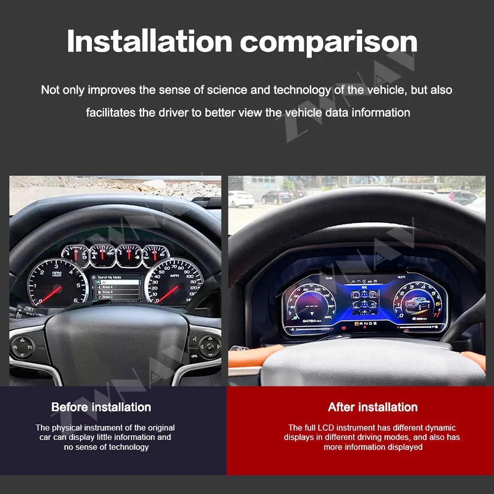 Car Digital Instrument Cluster For Chevrolet Silverado 2013-2019 For GMC-Sierra 2014-2020 Full HD LCD12.3 inch Screen Plug-play