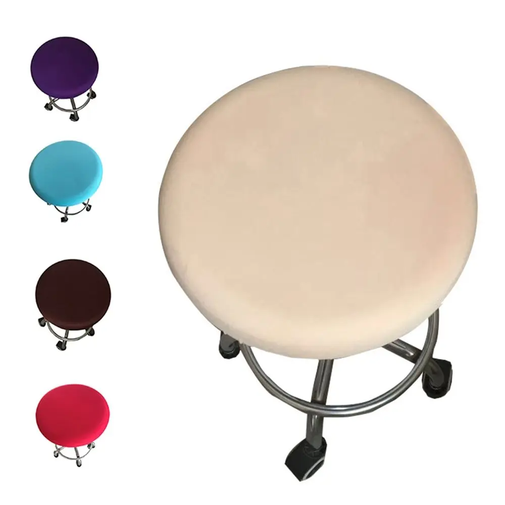 Round Solid Color Elastic Bar Stool Home Decor Stretch Chair Cover Seat Cover Stool Cover Chair Slipcover