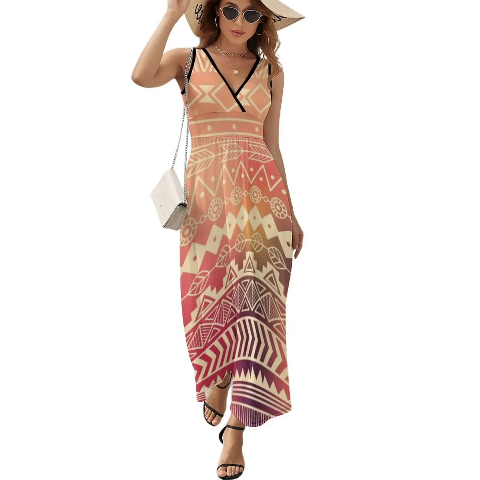 

Aztec pattern 01 Sleeveless Dress beach outfits for women Women's skirt