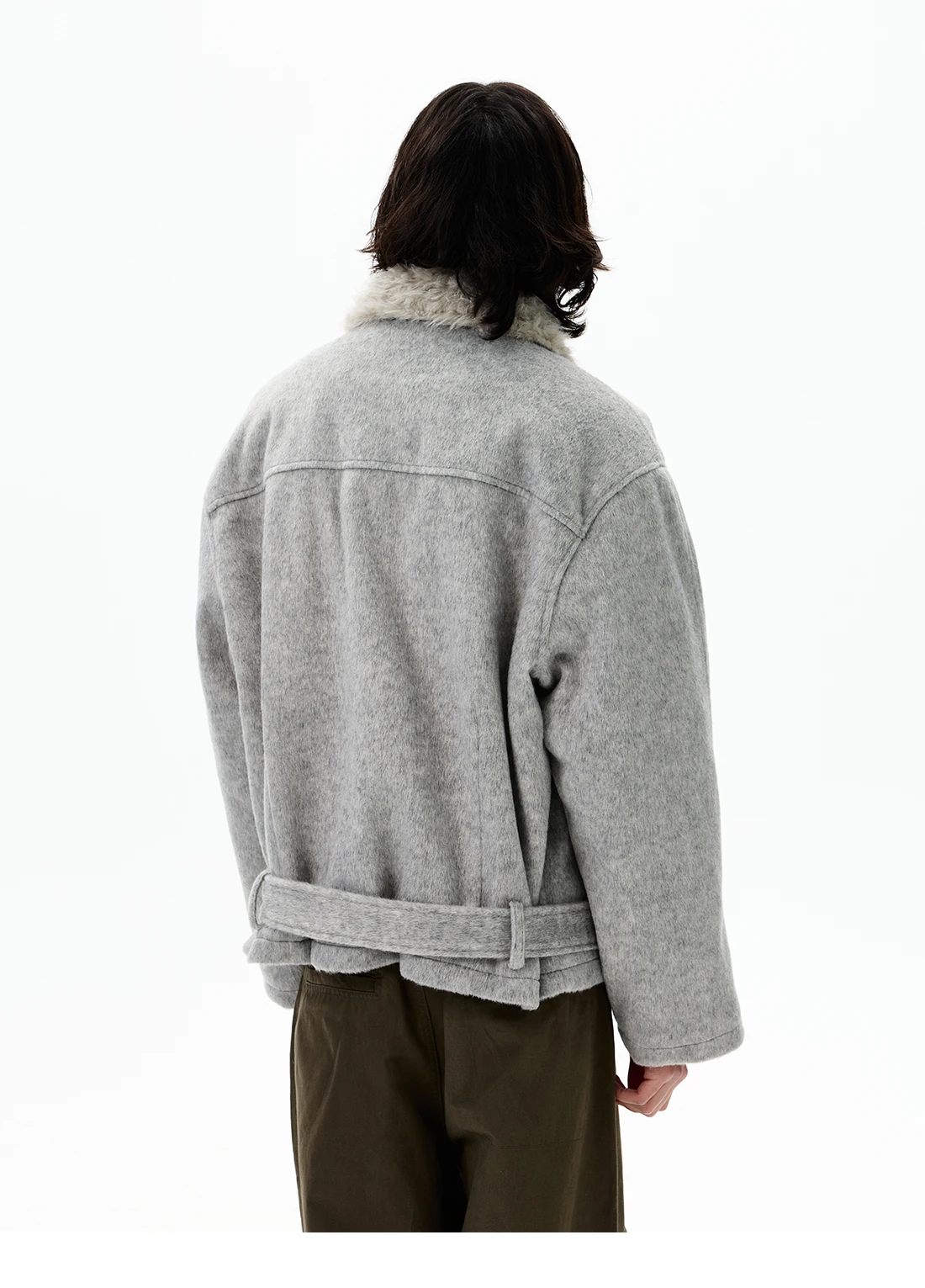 سترات شتوية جديدة للرجال لعام 2025 بلون واحد سترات رجالية عصرية أنيقة وفضفاضة وسميكة وأكمام طويلة معاطف مريحة ودافئة #5