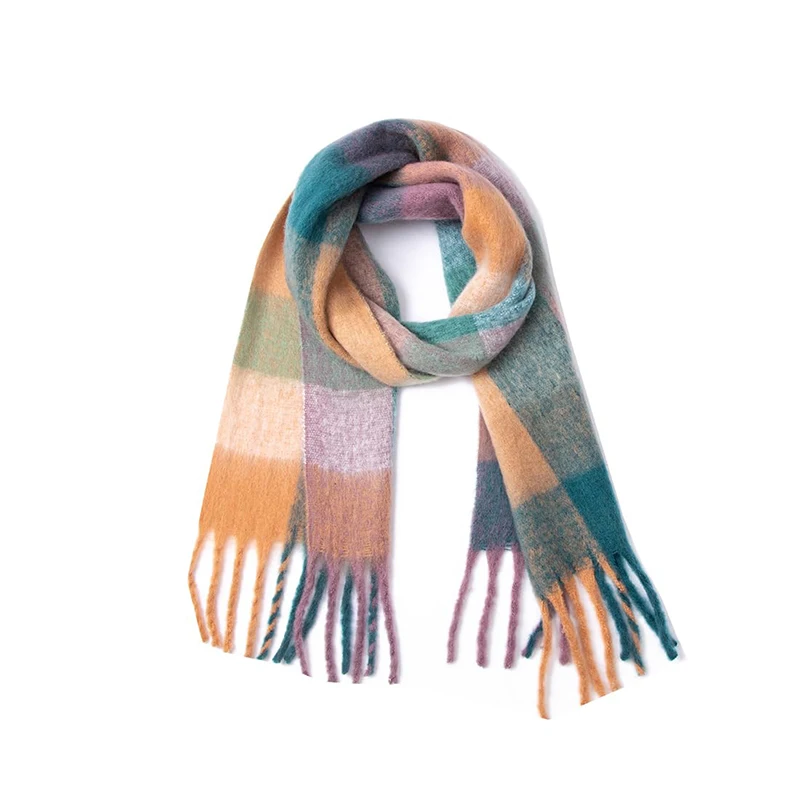 2026 Winter Thick Warm Scarf Women Cashmere Shawl and Wraps Pashmina Neckerchief Bufanda Female Rainbow Hairy Tessel Echarpe New, image 10