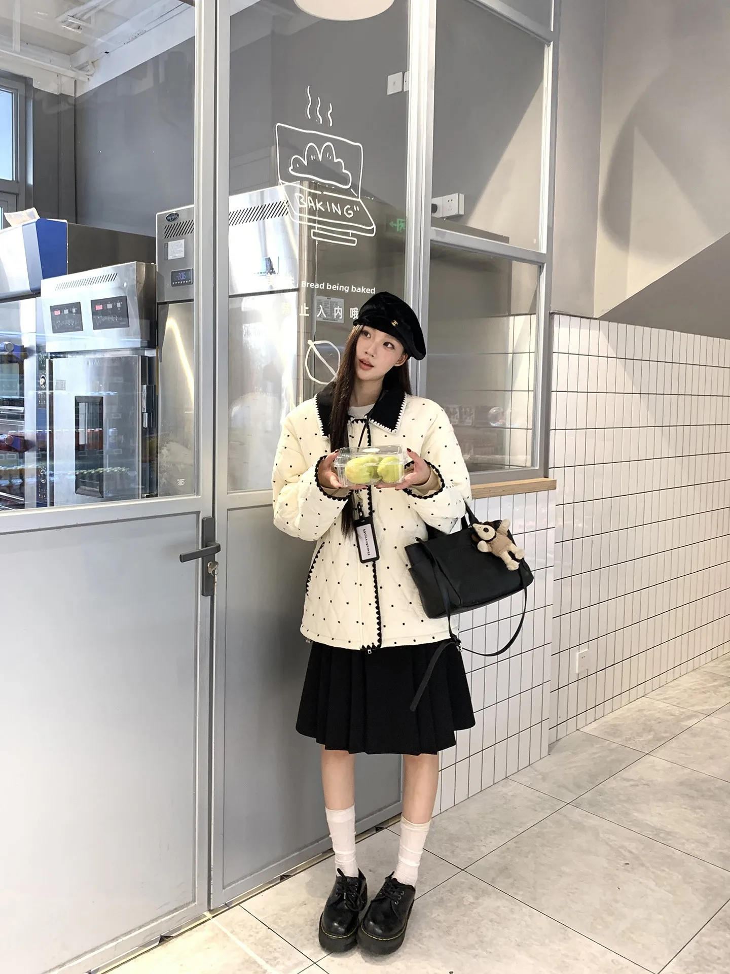 

Ele Winter Cotton Jaet Women's Sle 2025 New White Polka Dot Cotton Coat Chic Unique Little Cotton Padded Vest