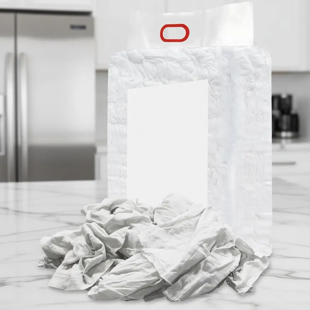 

10 lbs. White T-Shirt Cleaning Rags - Bulk Shop Towels for Oil, Stain, Grease, Paint, and Auto Detailing