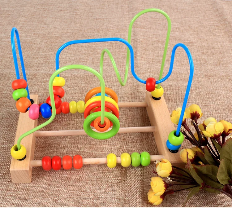 Large Bead Rack Math Early Education Toys Wooden Calculation Bead Winding Colorful Puzzle Toys for Infants and Young Children