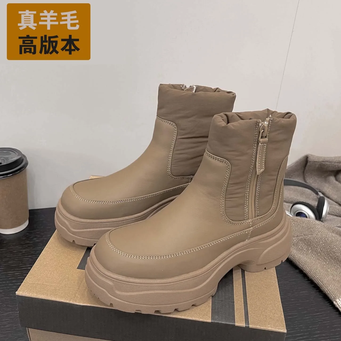 2024 Winter New Thick-soled Down Snow Boots Women's Shoes Non-slip Down Thickened Fur Integrated Cotton Down Boots