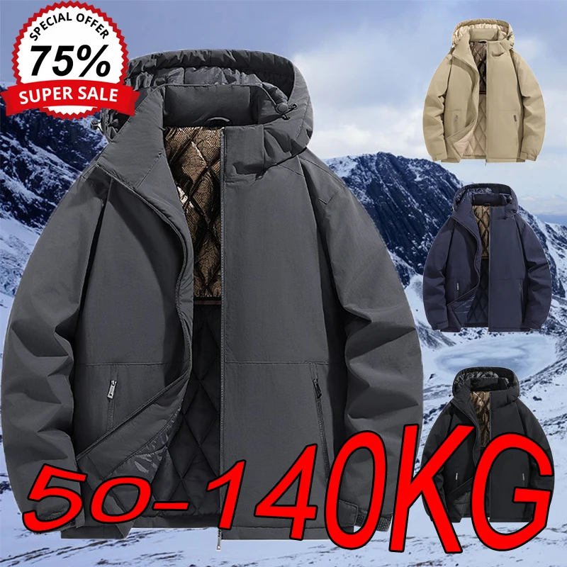 Men's Warm Jackets 6XL 7XL 8XL Plus Size Autumn Winter Casual Detachable Hooded Windbreaker Big Size Outdoor Sports Hiking Coats