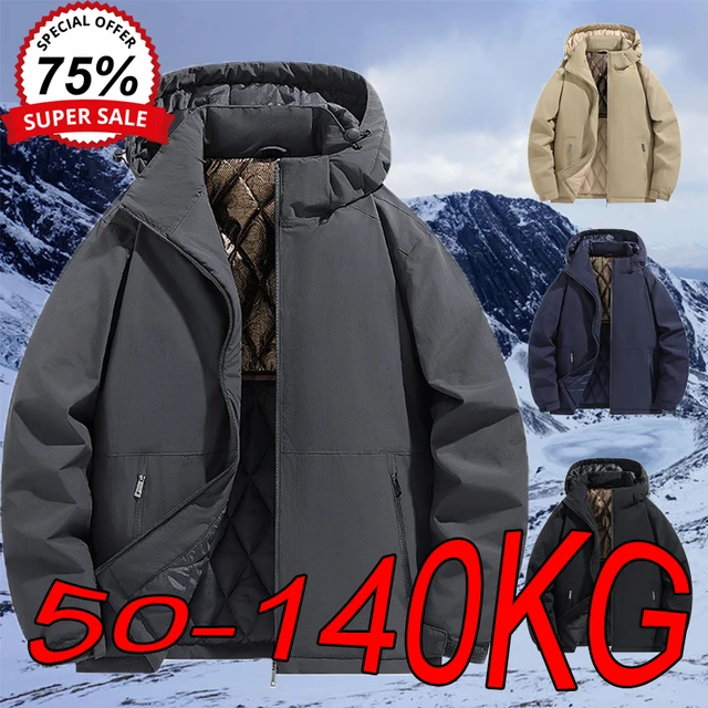 Ciepłe kurtki męskie 6XL 7XL 8XL Plus Size Jesień Zima Casual Odpinany kaptur Wiatrówka Duży rozmiar Outdoor Sports Hiking Coats