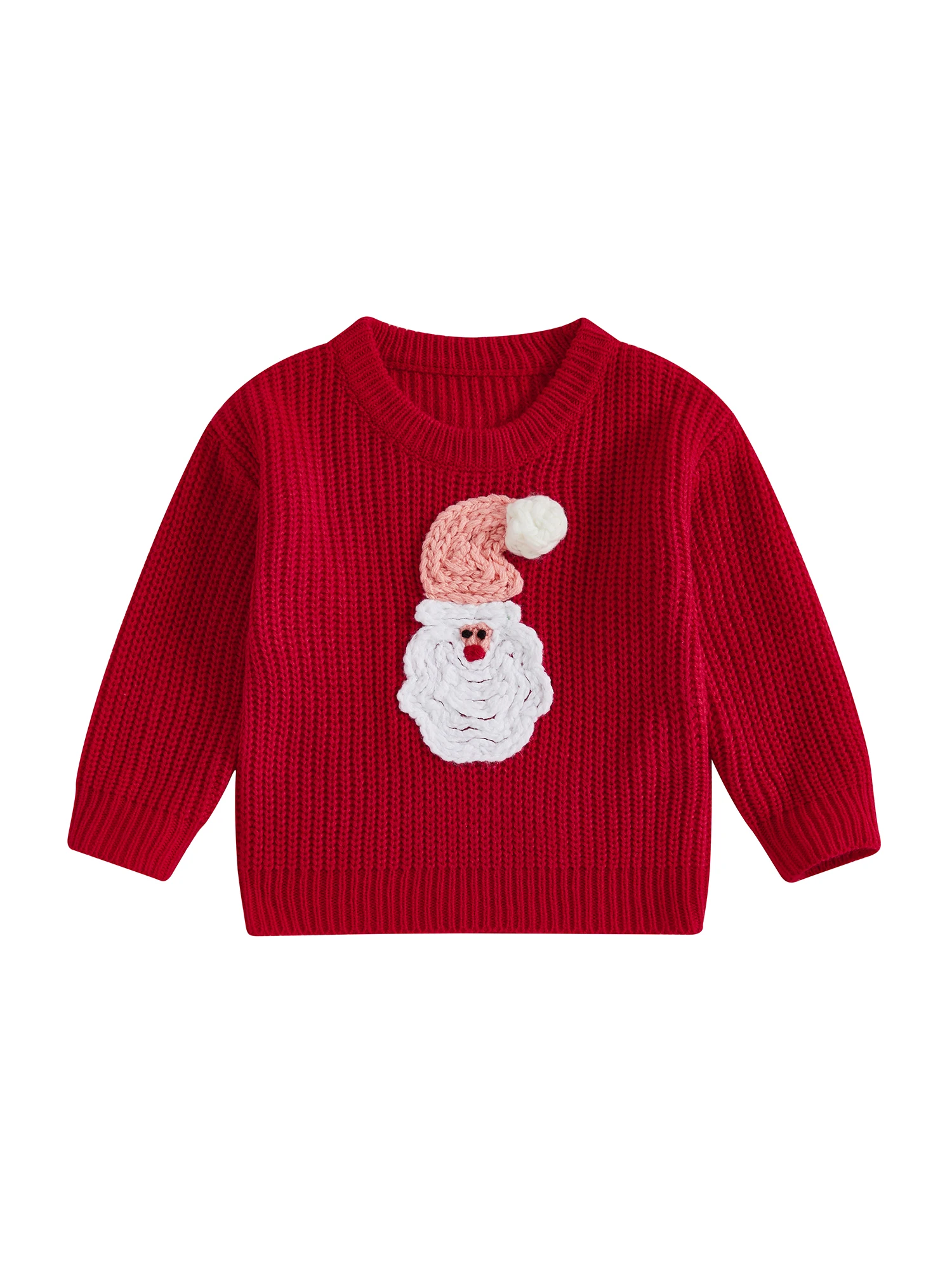 

Infant Holiday Reindeer Knit Sweater with Snowflake Pattern and Ribbed Crew Neck for Christmas Celebrations