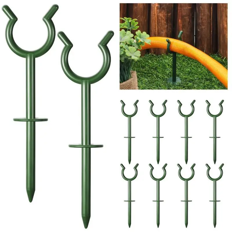 New 6Pcs Garden Hose Holder Guide Support Rack Double Stake Secure Hose Positioning for Outdoor Use
