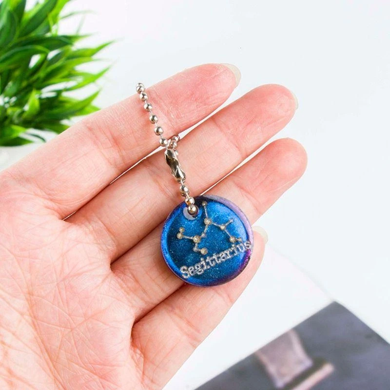 

Блестящие формы из силиконовой смолы, 12 форм для ключей в виде созвездия, сделай сам, брелок для ключей, кулон, ювелирные форма