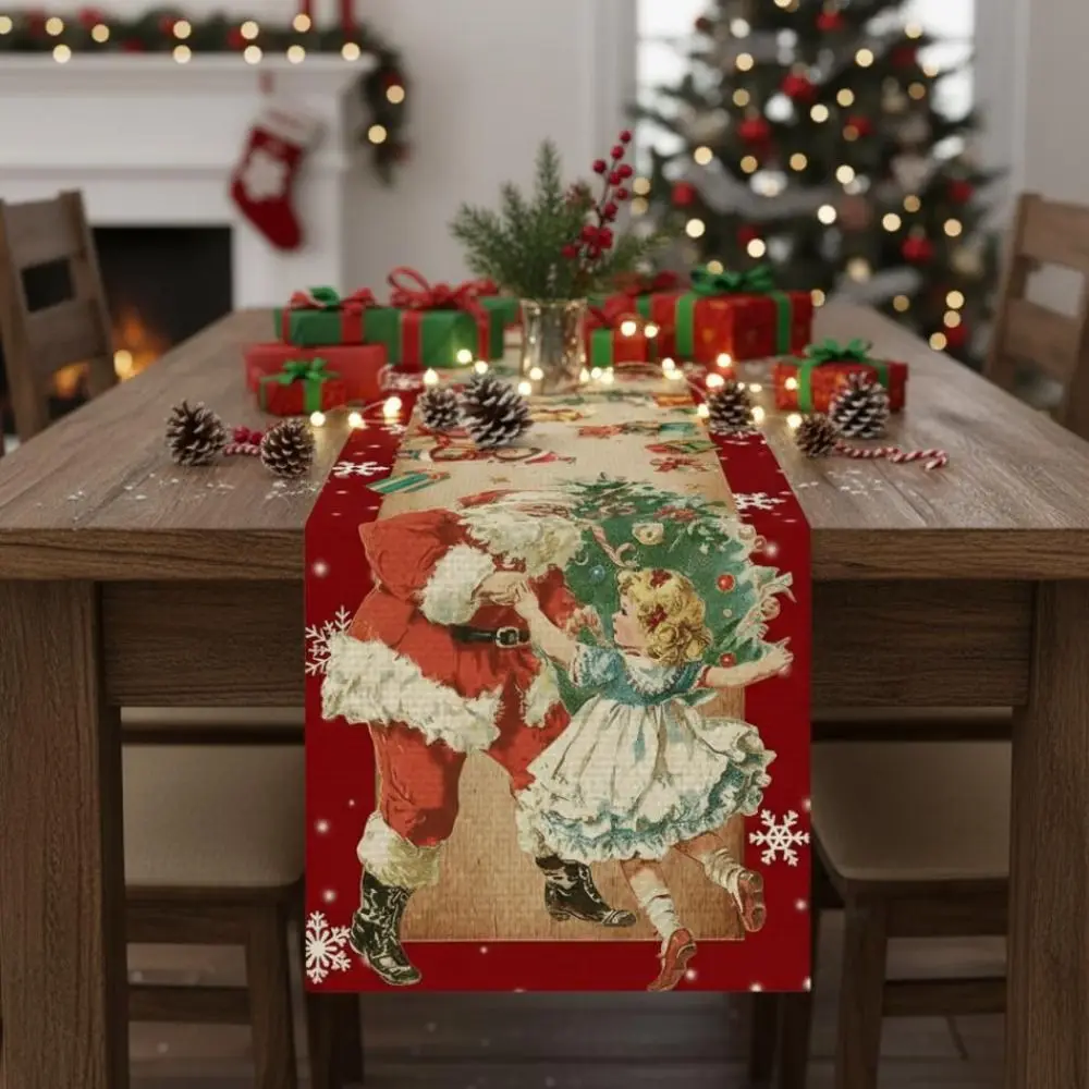 السنة الجديدة عيد الميلاد الجدول عداء أجراس عيد الميلاد سانتا كلوز عيد الميلاد الجدول العلم غطاء نافيداد هدية عيد الميلاد مفرش المائدة #5