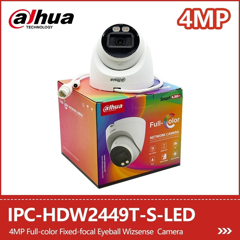 

Dahua 4MP Full-color Fixed-focal IP Camera Human&Vehicle Detection Built in Mic SD Card Slot Security Camera IPC-HDW2449T-S-LED