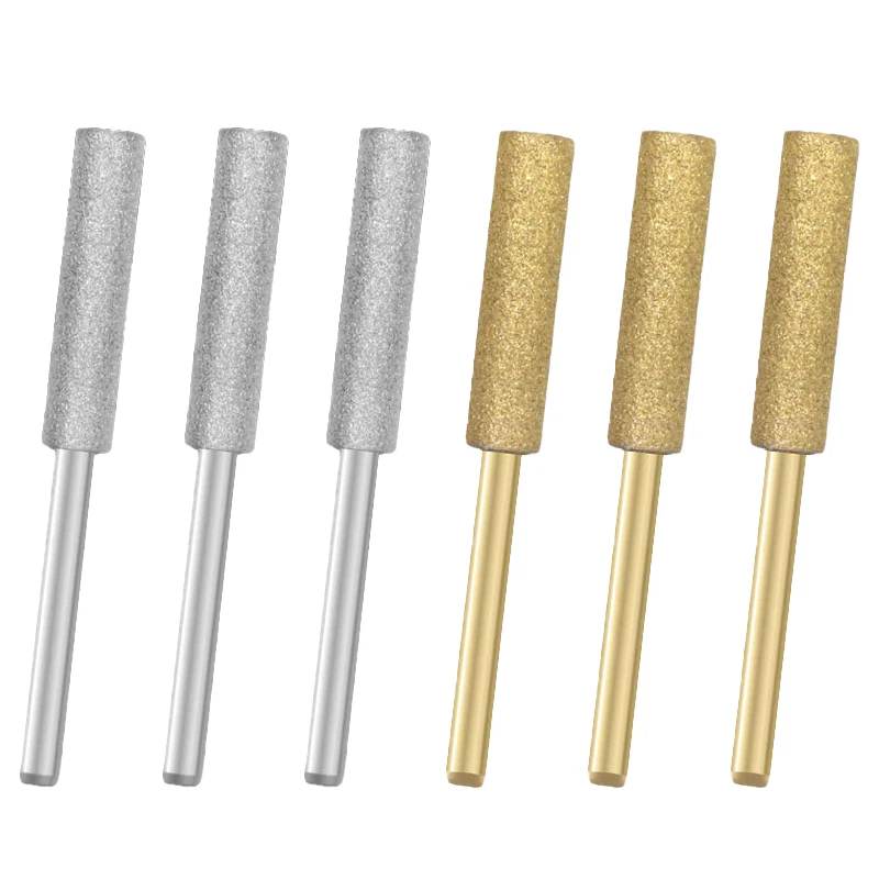 3pcs Diamond Electric Saw Chain Grinding Stone Cylindrical Chainsaw Sharpener File Chain Saw Sharpening Carving Grinding Kit