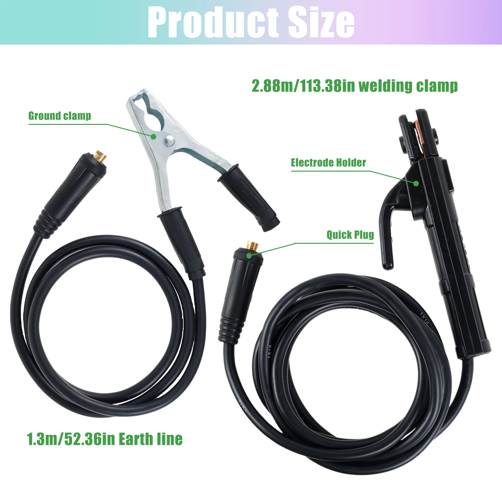 Herramienta de sujeción de Cable de soldadura para soldador MMA/ARC, soporte de electrodo de soldadura, abrazadera de toma de tierra de soldadura de Cable de 130cm para máquina soldadora 300A