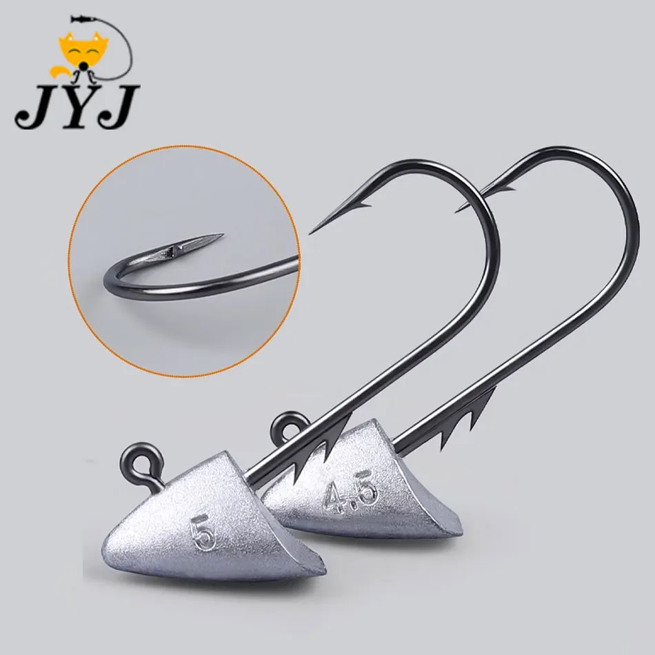 JYJ 10pcs 2.7g 3.5g 4.2g 5g far casting fishing hook jig head hook ,stand hook for soft worm