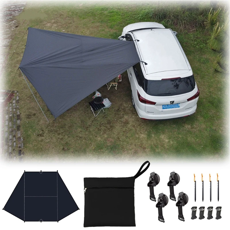 

SUV Car Side Canopy, Self Driving Tour, Suction Cup Style Sun Protection, Black Rubber Sunshade, Outdoor Camping Car Tailgate