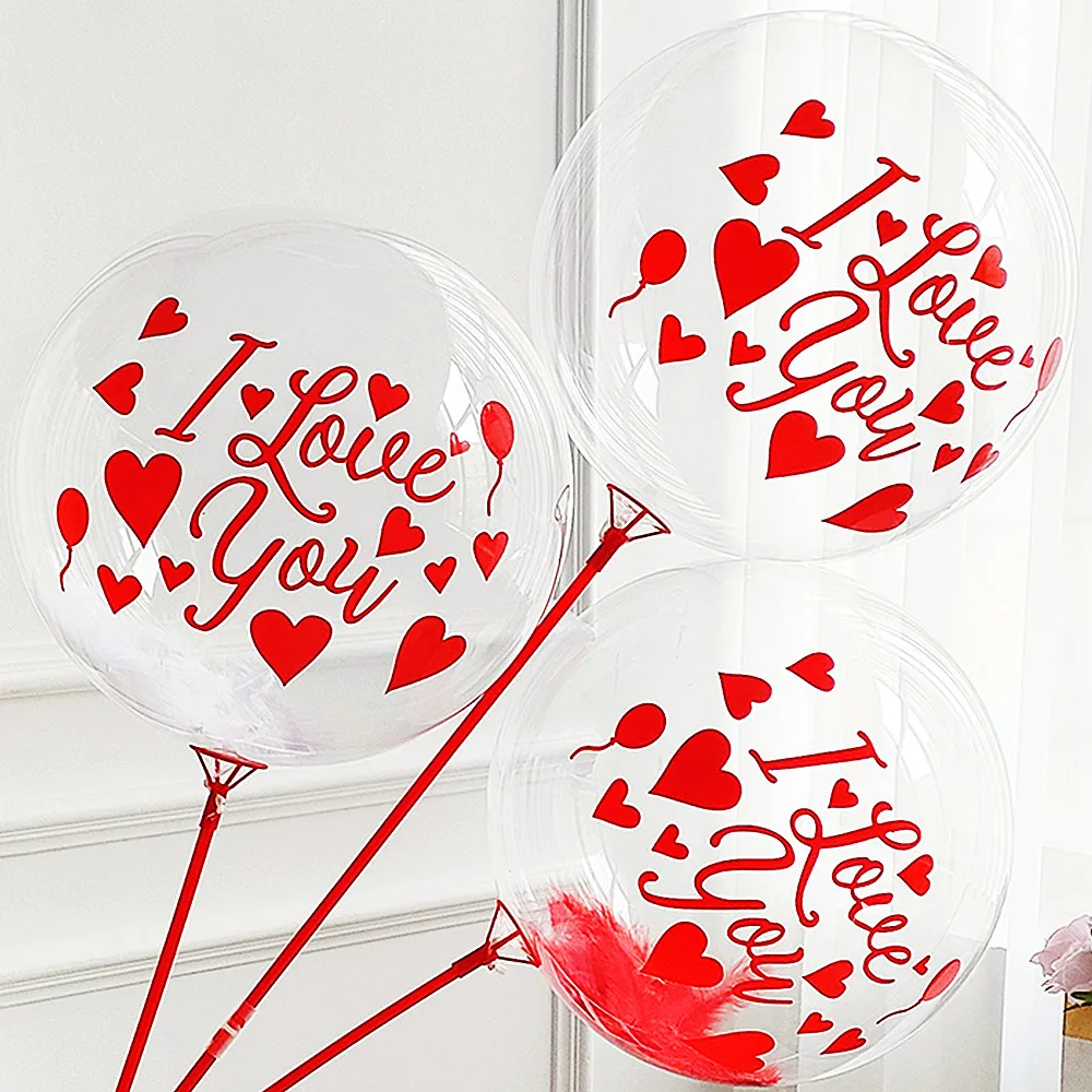 1set Valentines Day Balloon Sticker Red I Love You Bobo Balloon Sticker Heart Balloon Sticker Wedding Birthday Decor Helium Glob