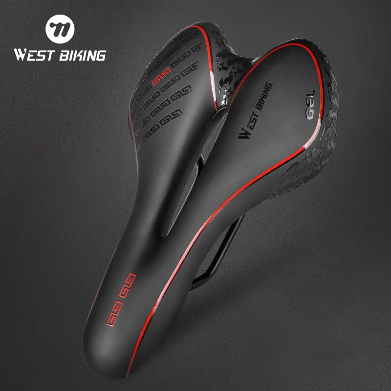 WEST BIKING Bicycle Gel Saddle MTB Road Bike Comfortable Cycling Saddle Soft Bike Seat Ergonomic Hollow Moutain Bike Cushion