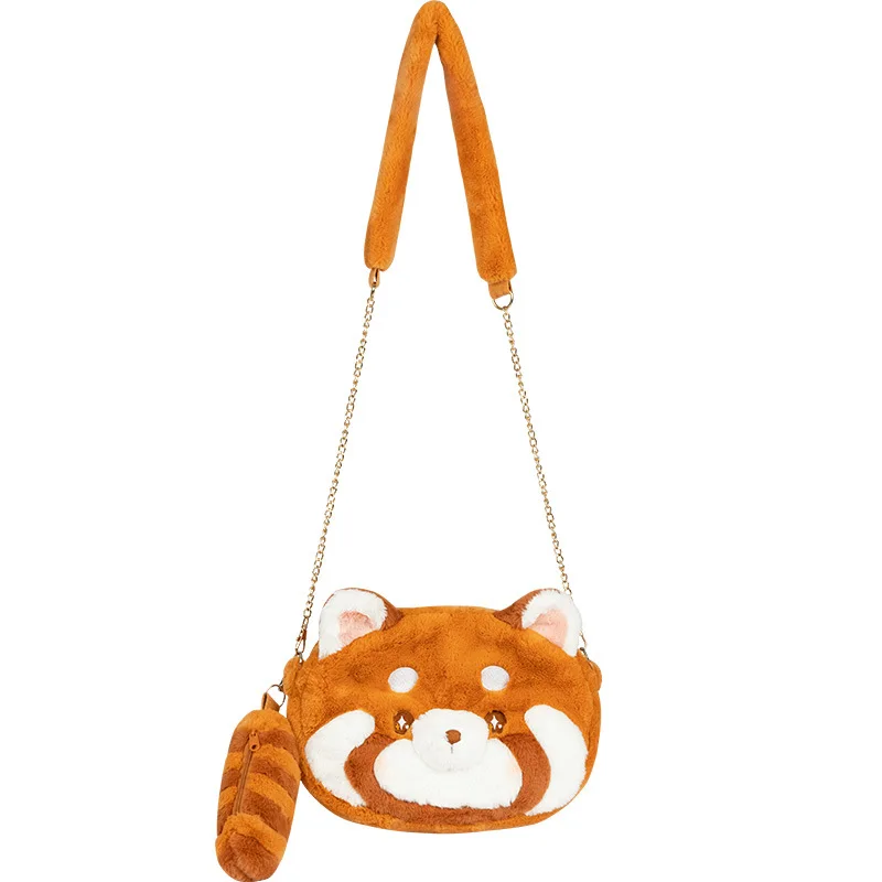 Soft Stuffed Shoulder Bag Lovely Cartoon Red Lesser Panda Ailurus Fulgens Crossbody Bag Girl Birthday Christmas Gift 1pc