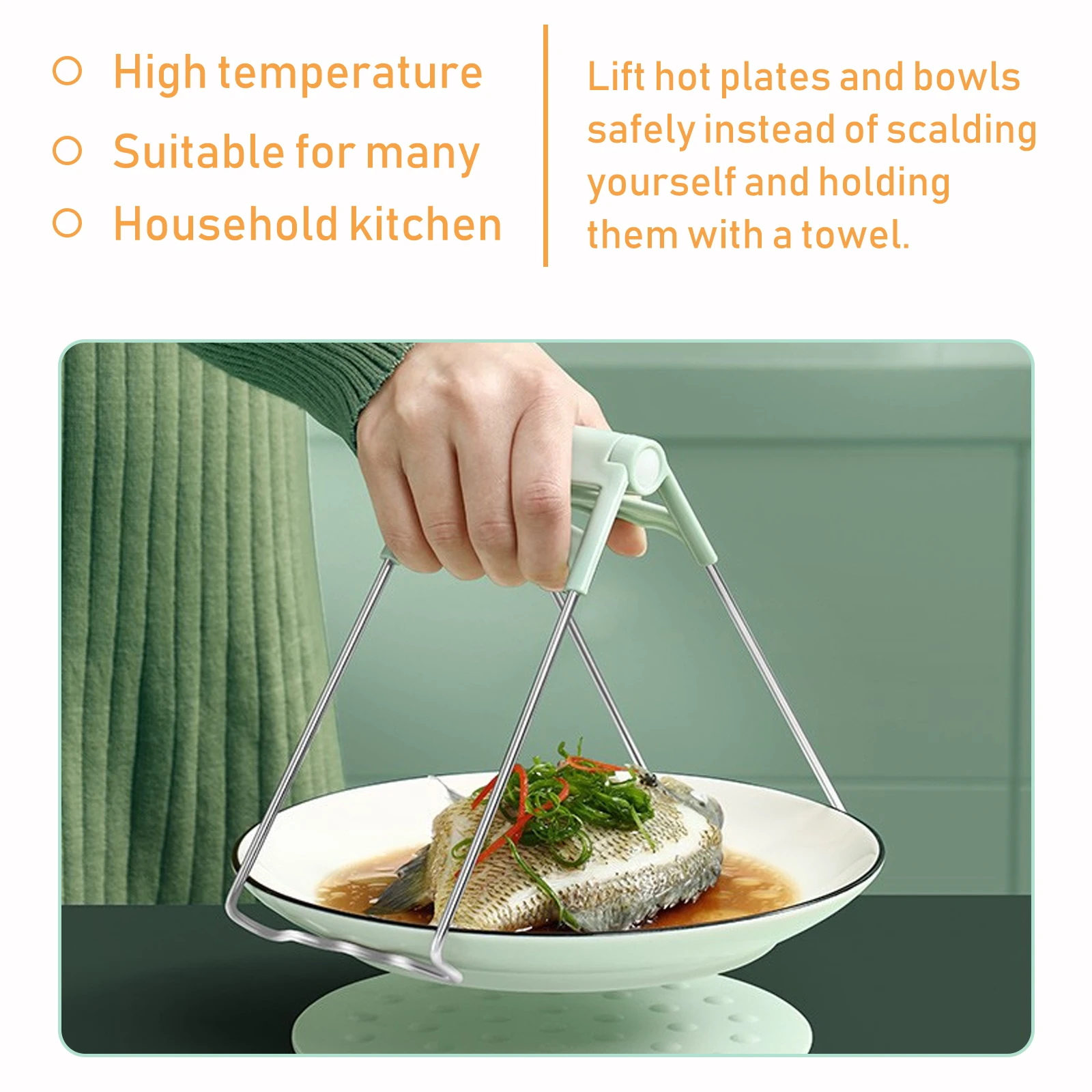 

1 Set Kitchen Bowl Gripper Heatproof Tool Stainless Steel Dish Tongs Anti-Scalding Plate Clip Kitchenware Accesory