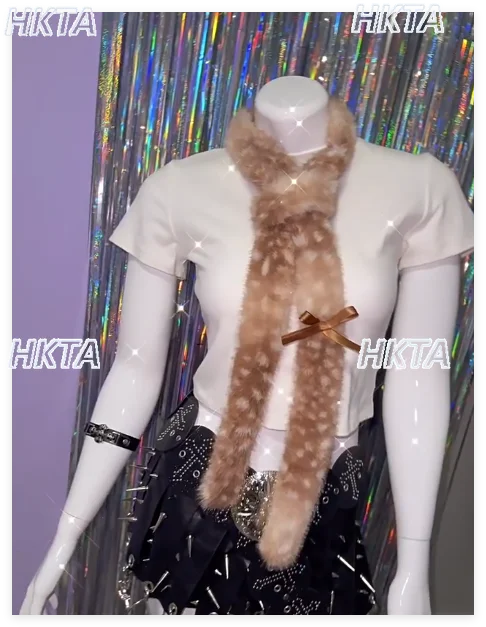 

Японский зимний бант, милый тонкий шарф Y2K, тысячелетие, панк, субкультура, горячая девушка, пушистые шарфы, аксессуары для одежды, женские аксессуары