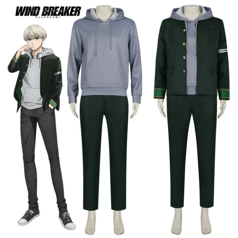 

Anime Wind Breaker Kaji Ren Cosplay Jacket Wind Chime High School Uniform Halloween Party Cosplay Costumes Mens Set