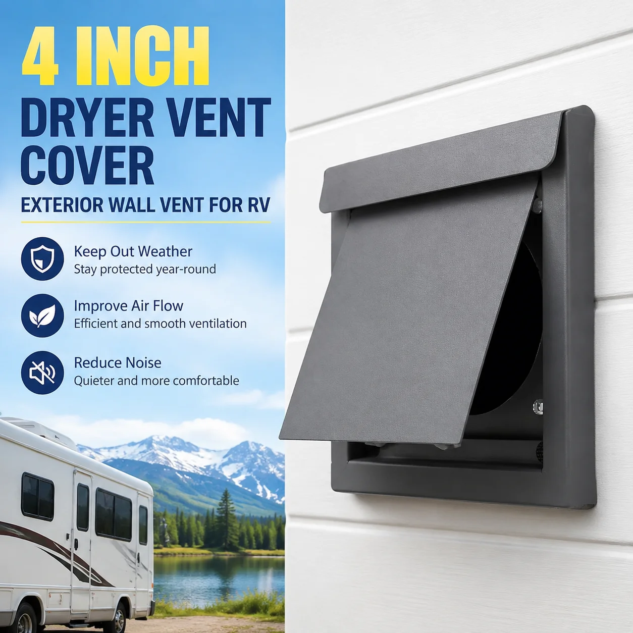 4 Inch Dryer Vent Cover Exterior Wall Vent for RV