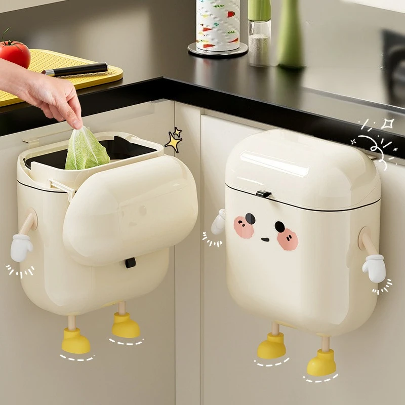 

High-end Wall-mounted Waste Bins No Need for Drilling Featuring A Light Luxury Cute Style Waste Bins Kitchen Home Basurero JTW