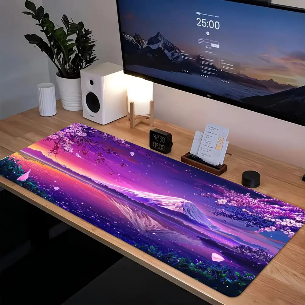 Purple Galaxy Starry Sky Large Mouse Pad - Cosmic Nebula Aesthetic Desk Mat, Durable Non-Slip Extended Mousepad for Gamer
