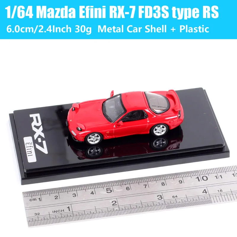 1/64 Scale Mazda RX7 FC3S FD3S Red Suns Efini RX-7 Type A RS Spirit R Bathurst Car Model Diecast Toy Vehicles Hobby Japan HJ64