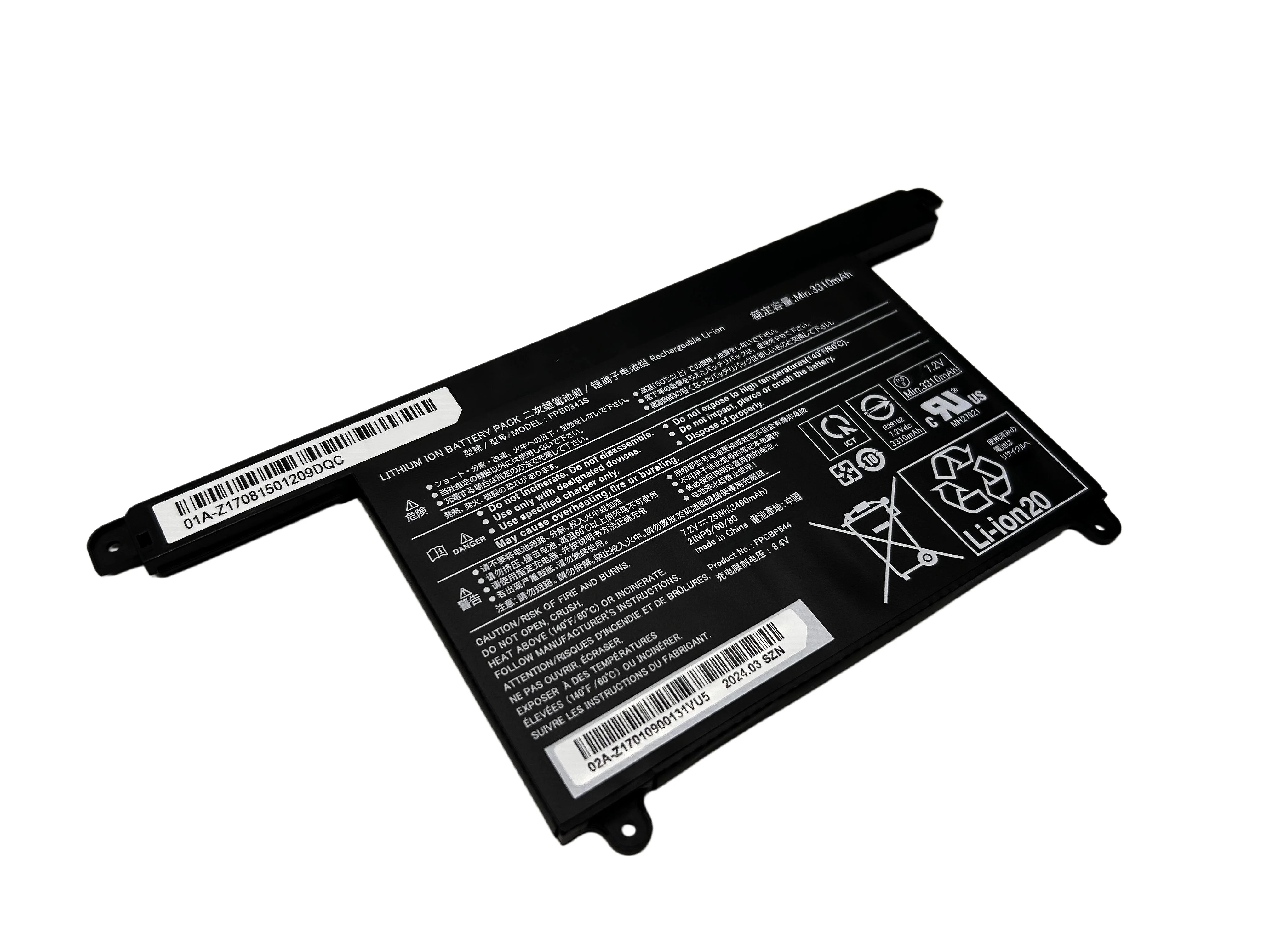 New FPB0343S FPCBP544 7.2V 25Wh 3490mAh Laptop Battery For Fujitsu LifeBook U939/A U938/S Series 2INP5/60/80 CP777632-01