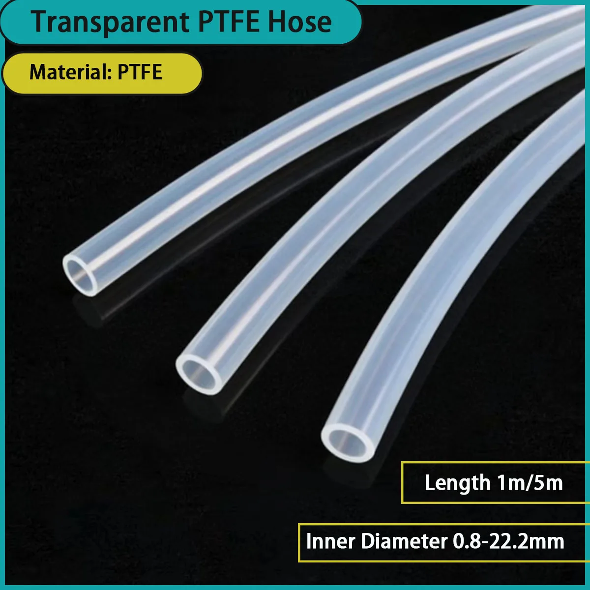 0.8-22.2mm inner diameter transparent PTFE hose suitable for food, medicine, chemical industry, etc