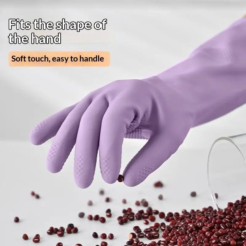 1 Paar Latex-Geschirrspülhandschuhe, mit rutschfestem Griff, wasserabweisender, wiederverwendbarer Gummihandschuh, für die Reinigung von Küche und Bad – Detail 15