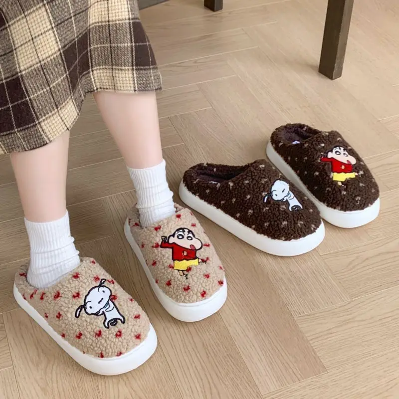 

Cartoon Crayon Shin-chan Winter Slippers Comfortable Cute Anime Character Nohara Shinnosuke Anti-slip Home Warm Cotton Slippers