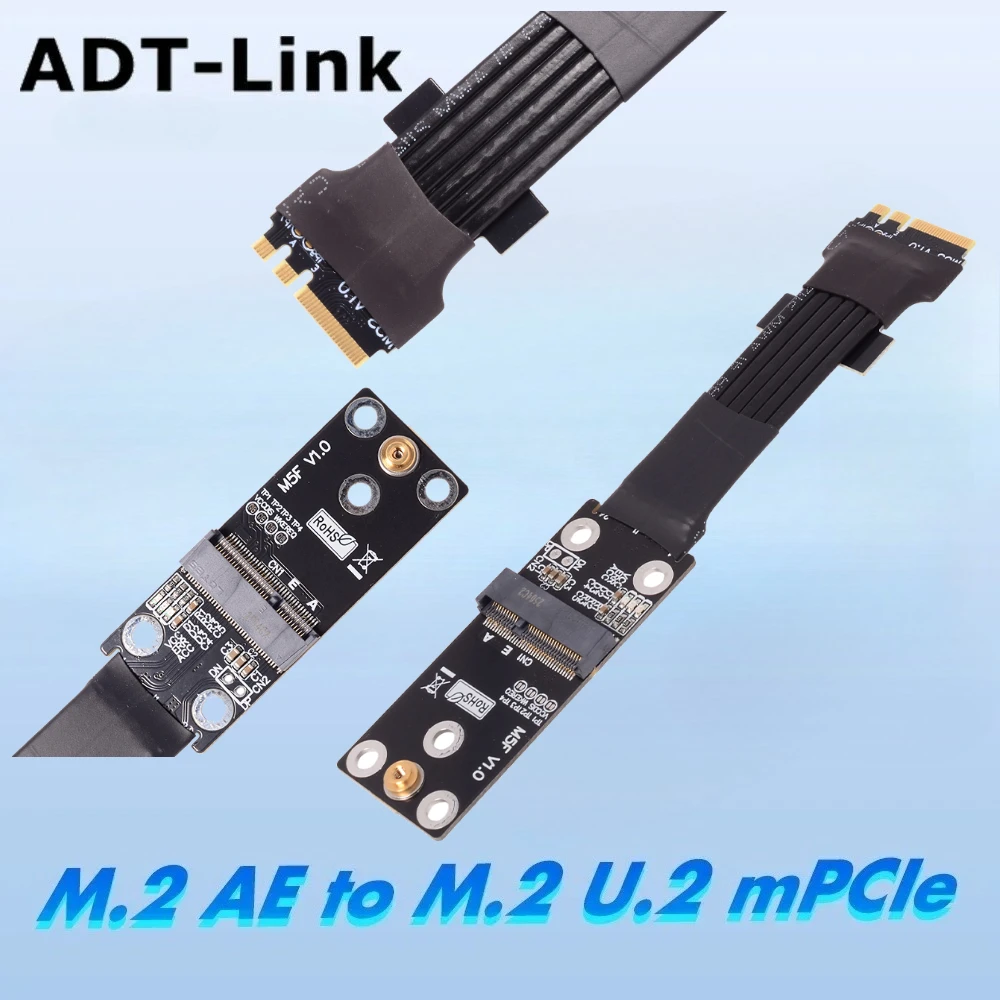 

М.2 Ключ А.Э. Адаптер WiFi SSD к PCIE 3.0 4.0 Riser Card Гибкий плоский кабель M.2 NVMe mPCIe U.2 SSD Удлинительный кабель для материнской платы ПК