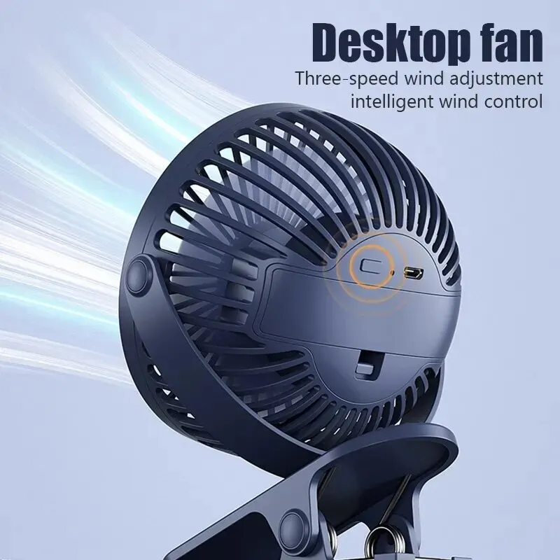 GAIATOP Portable Clip Fan 3 Speed Quiet Rechargeable Mini Desk Fan 360° Rotate Personal Cooling Fan Suitable for Strollers