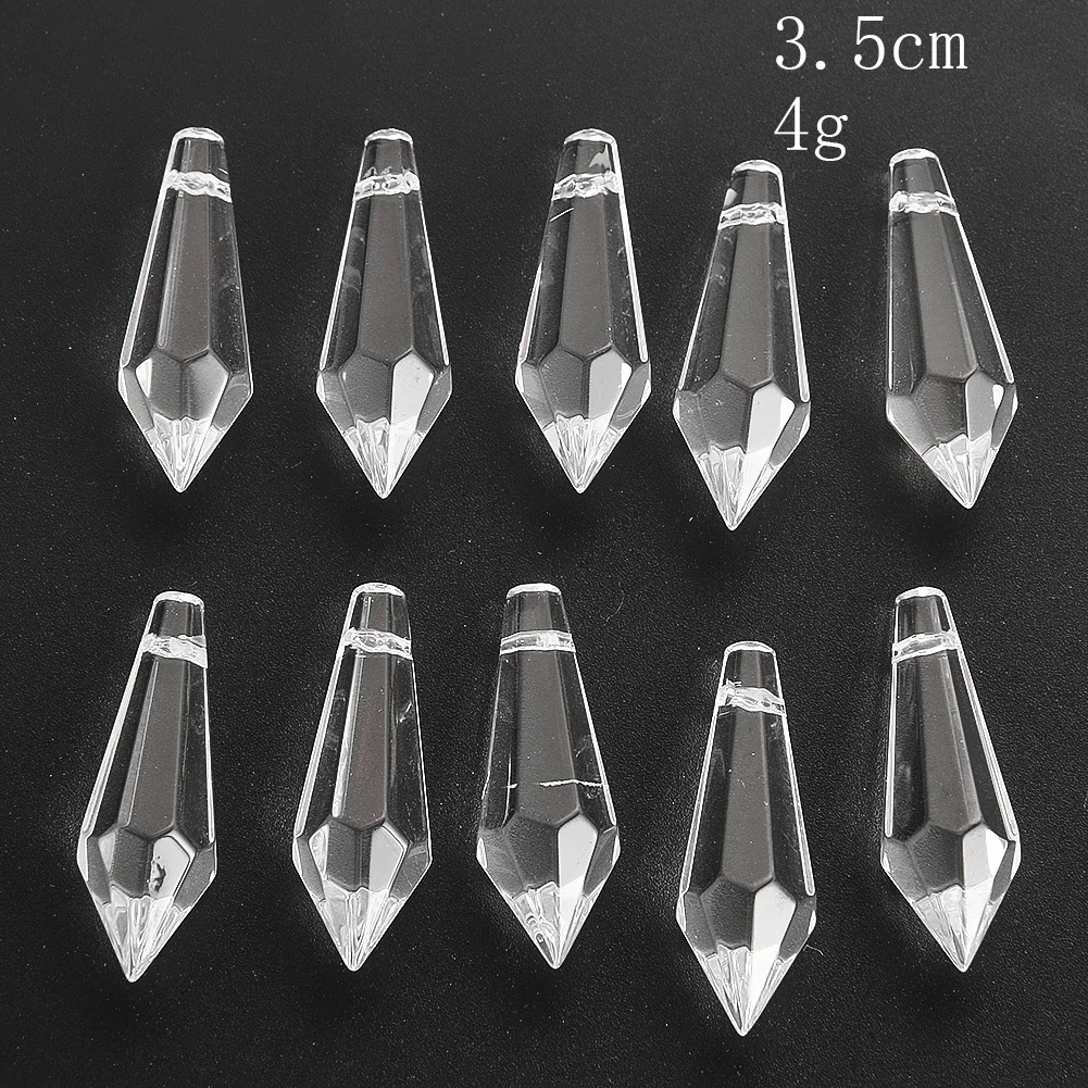 Muy Bien 5 Stück Eiszapfen-Kristallprisma-Kronleuchter, Kristall-Anhänger, Sonnenfänger, Glas, spitzer Tropfen, facettierte Perlen für DIY-Schmuckherstellung