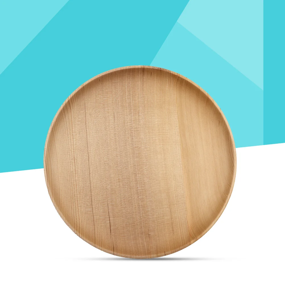 

Round Wooden Dinner Plates 24X2Cm Natural Wood Serving Platter For Daily Party Wedding Use Dinnerware Utensils