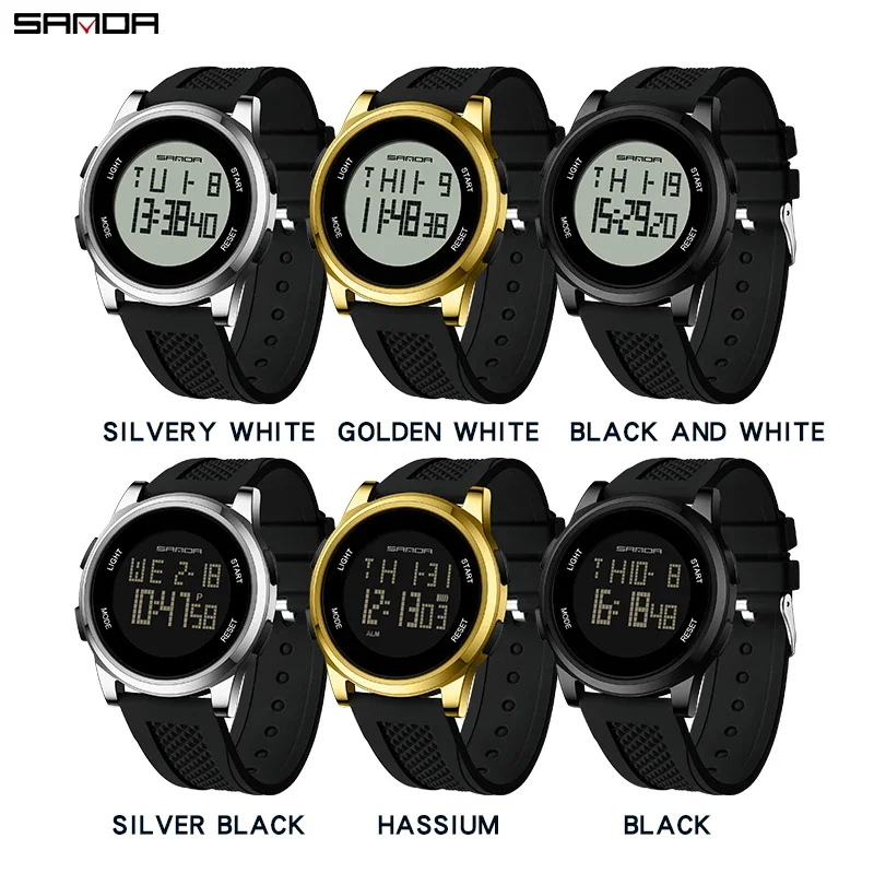 SANDA 9067  Waterproof Male Electronic Clock Digital Watch Men Military Army Sport Wristwatch Top Brand Luxury LED Stopwatch