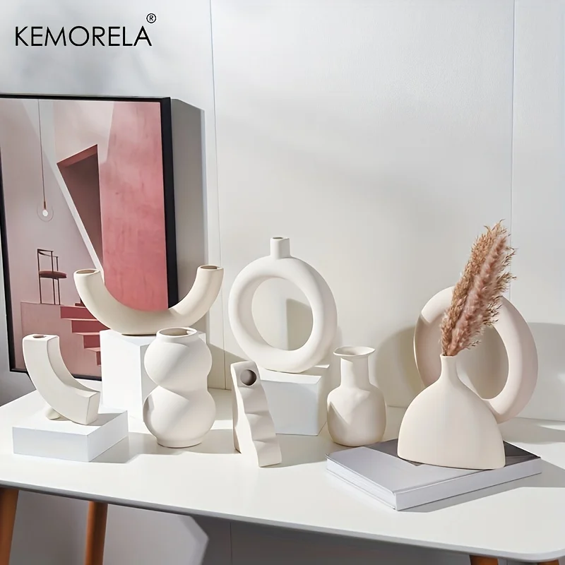 Nordic Ceramiczny Wazon Okrągły Wydrążony Pączki Doniczka Dom Salon Dekoracja Akcesoria Wnętrze Biuro Biurko Dekoracja Prezent — zdjęcie 6