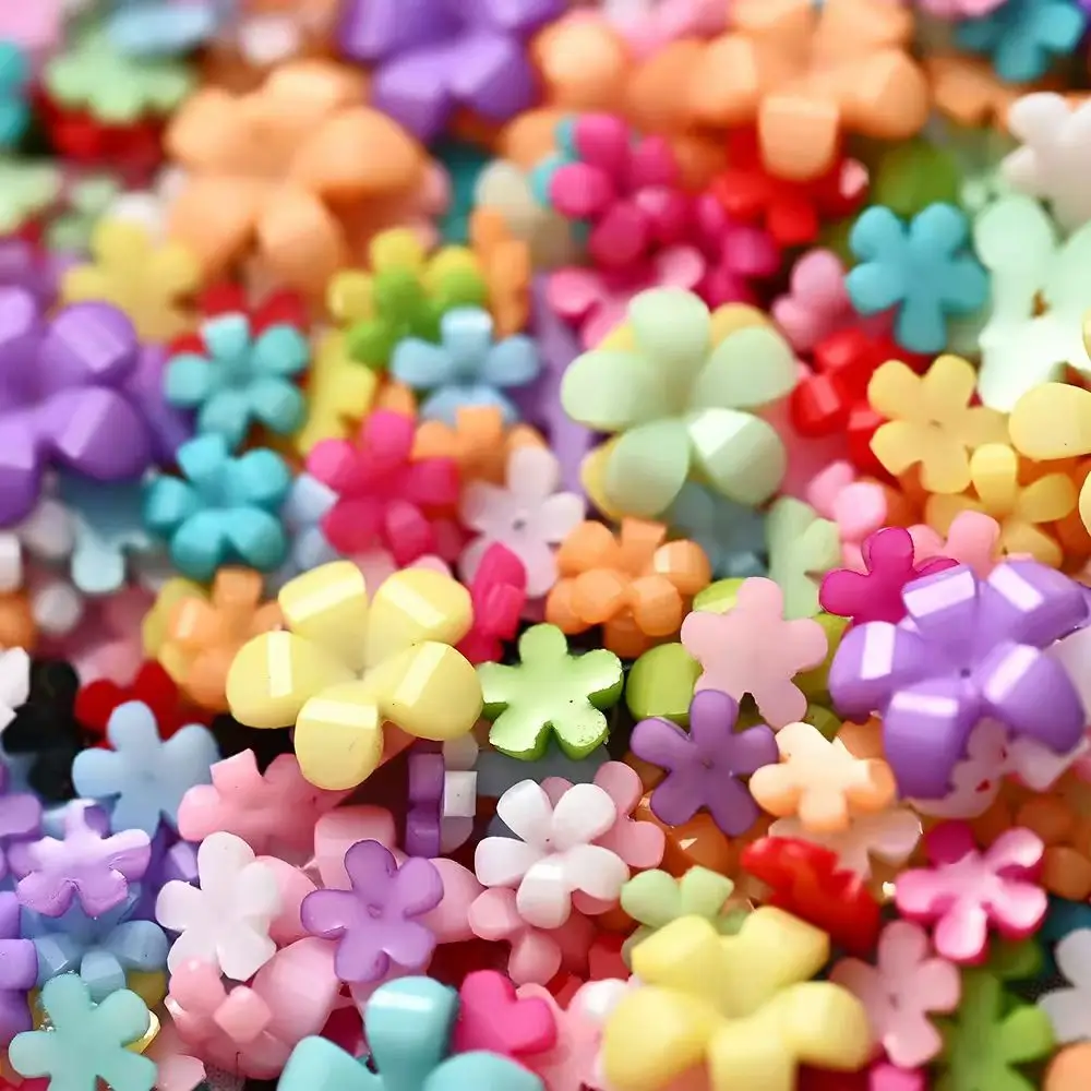 

100pcs Colorful Acrylic Flower Nail Charms 3D Resin Flower Nail Art Decorations Floret Nail Rhinestones Manicure Jewelry