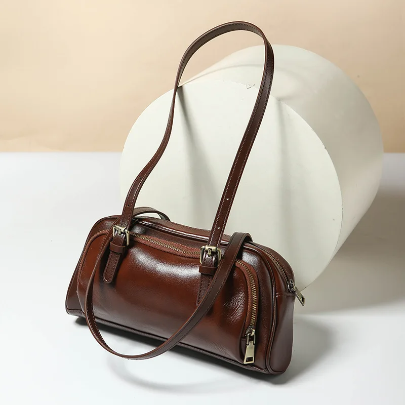 

Сумка-багет из натуральной кожи под мышками в стиле ретро, женская сумка на плечо, кошельки и сумки из коровьей кожи, сумки через плечо для боулинга