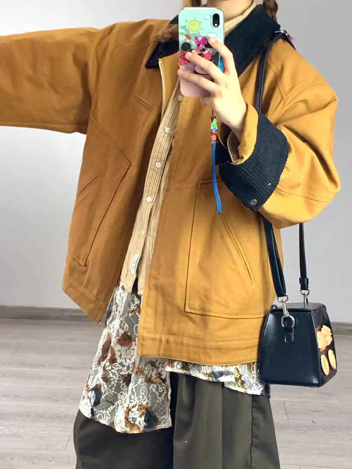 

Fitted Jackets Warm Woman Winter Coat Functional Fashionable Autumn/Winter Buttoned Striped Mid-Length White Simple Couple Pure