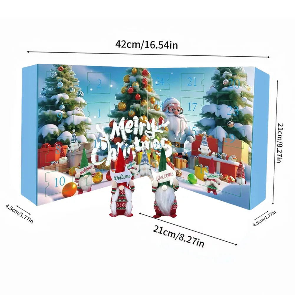 2025 Navidad Gnomo Vacaciones Calendario de Adviento 24 días Calendario de cuenta regresiva de Navidad Gnomo Muñeca Juguete Caja ciega Regalo para niños y adultos