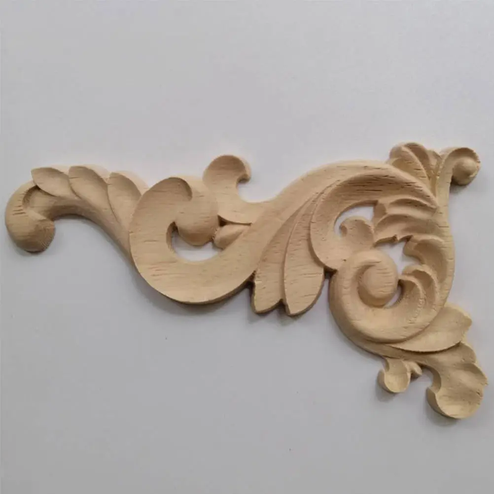 

2pcs Solid Wood Carved Onlay Unpainted Frame For Cabinet Door Furniture Decor Wooden Appliques Home Craft Decoration
