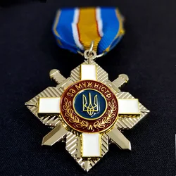 1PC Ukraine Cross Metal Badge Copy Metal Badges Uniform Accessories Photography Props